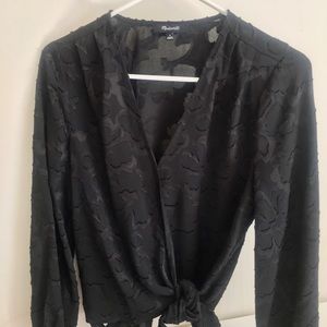 Madewell Floral Jacquard Side-Tie Wrap Top (small)
